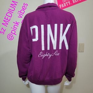 VS PINK M Campus Quarter Zip Pullover Sweater